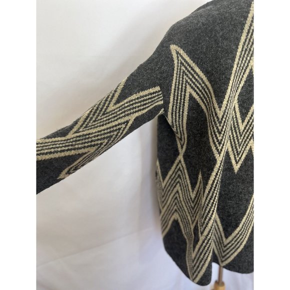 Joan Vass Womens Gray Beige Geometric Open Front Cardigan Sweater Size Medium - Picture 6 of 10